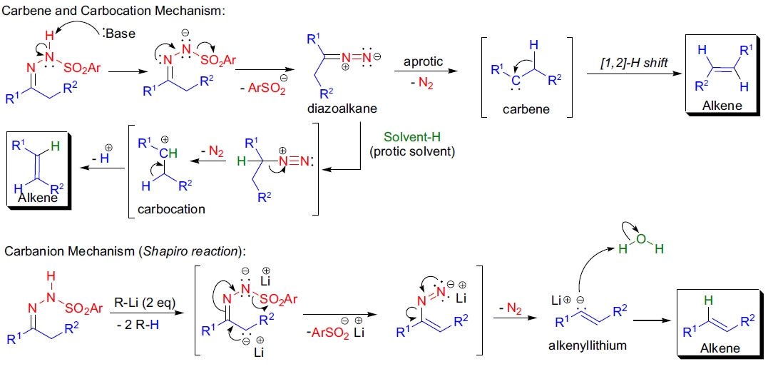 Bamford-Stevens reaction mechanism