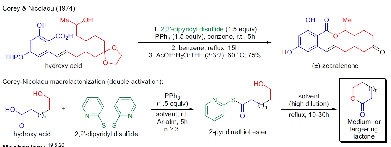 Corey-Nicolaou 大环内酯化反应示意图